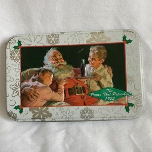 Coca Cola The Pause That Refreshes Collectors Christmas Tin Box Raised Design
